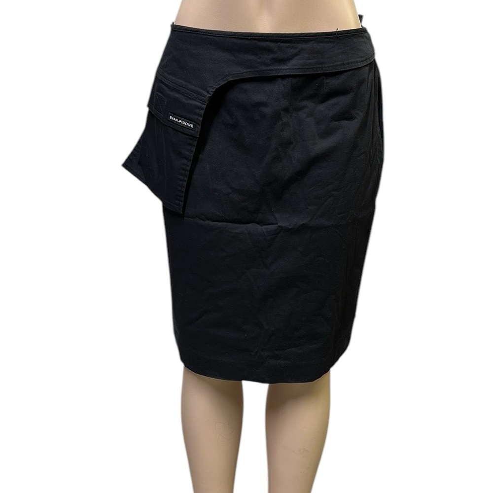Vintage Evan Picone Black Waitress Pocket Purse Midi Length Zip Side Skirt 10